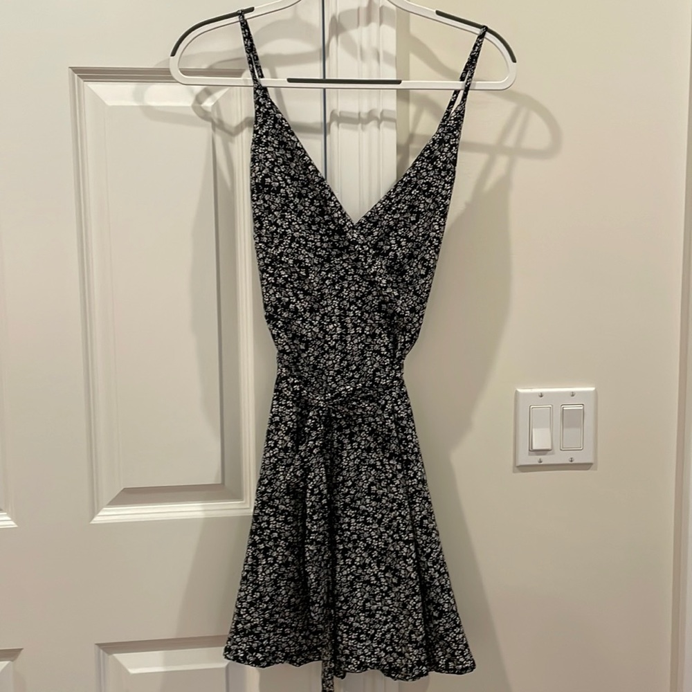 Floral black and white dress